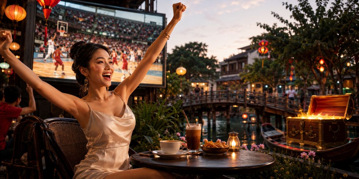 Người xem tại Hà Nội theo dõi bóng rổ và lịch trận trong không gian cà phê buổi tối